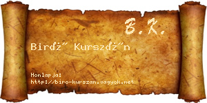 Biró Kurszán névjegykártya